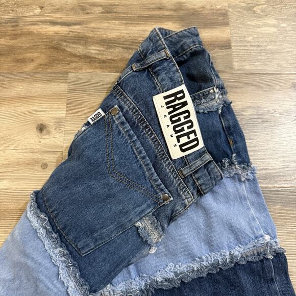 Ragged Priest Patchwork Wide Leg Jeans Two-Tone High Rise Denim Women’s 28 - Picture 3 of 9